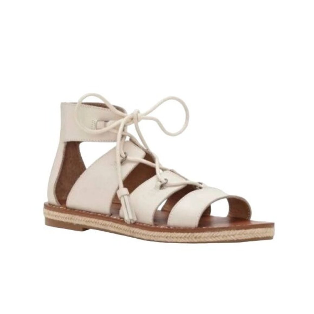 Lucky Brand Dristel Gladiator Leather Fisherman Sandals in Natural Size 6.5